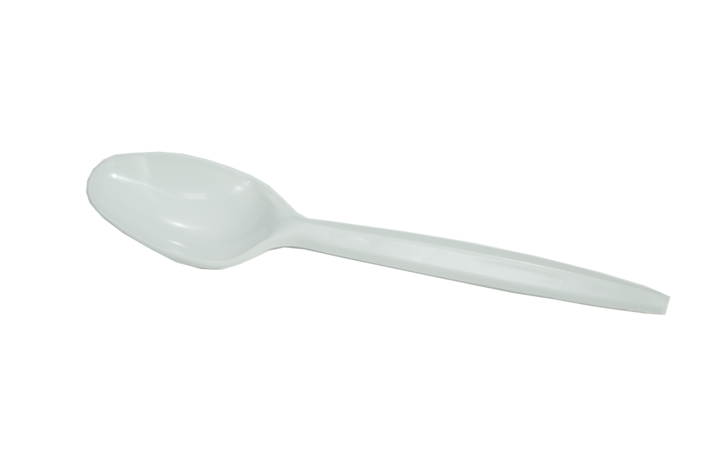 WHITE PLASTIC DESSERT SPOONS. Pack of 100 - DPA Packaging - Wholesale