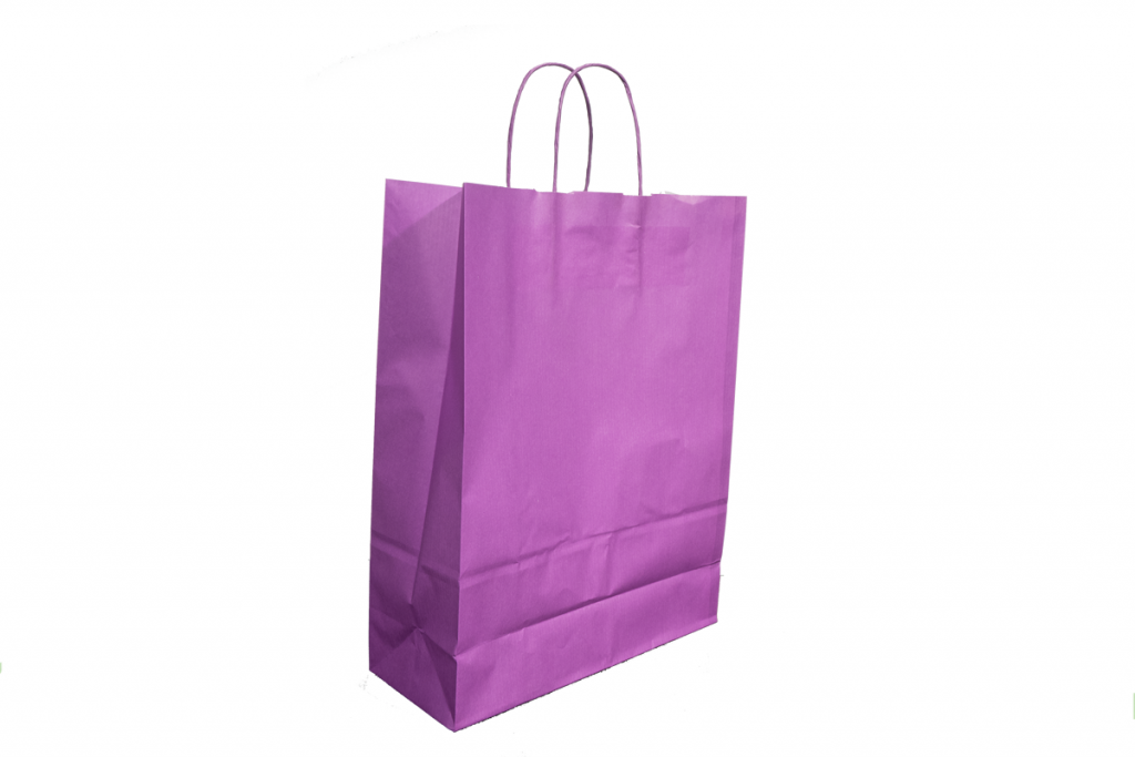 Medium Purple Kraft Paper Bags With Twisted Handle 100/pack