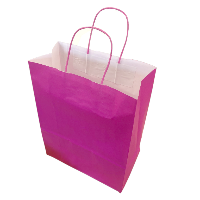 Large Cerise Kraft Paper Bags With Twisted Handle 150/box