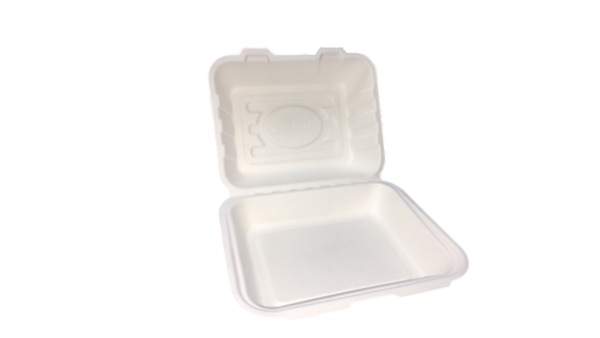 Biodegradable Sugarcane 8' 1 Compartment Meal Box 100/pack