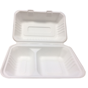 Biodegradable Sugarcane 9' 2 Compartment Meal Box