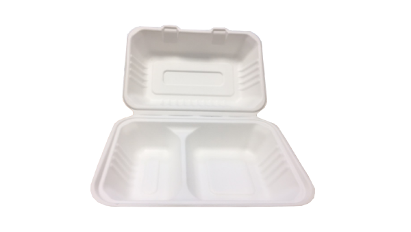 Biodegradable Sugarcane 9' 2 Compartment Meal Box